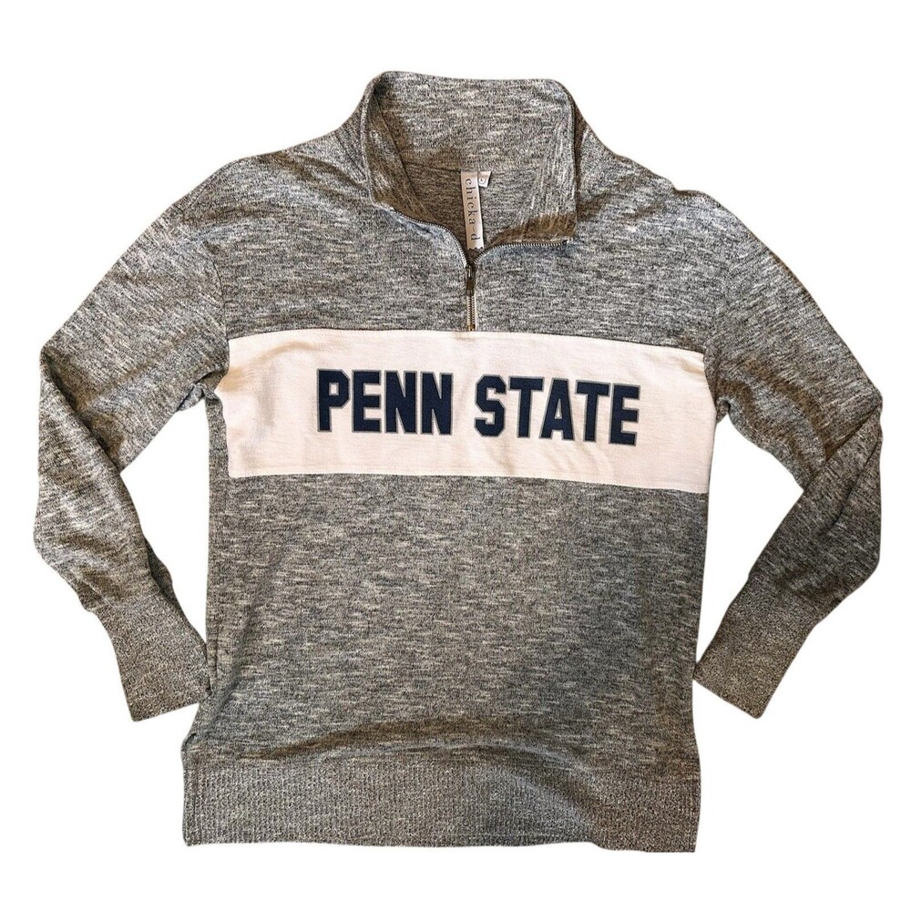 Chicka-d Penn State Nittany Lions Marled Knit 1/4 Zip Pullover Size Large